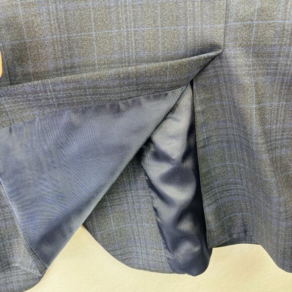 Peter Millar Suit Jacket Mens 48R Blue Gray Plaid 100% Wool 2 Button Blazer - Picture 3 of 13